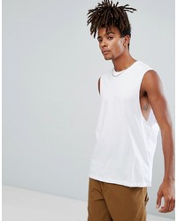 ASOS DESIGN Sleeveless T Shirt With Dropped Amrhole In White