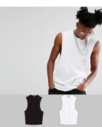 Asos Sleeveless T Shirt With Dropped Armhole 2 Pack Save
