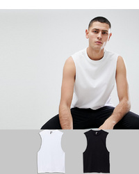 ASOS DESIGN Sleeveless T Shirt With Dropped Armhole 2 Pack Save