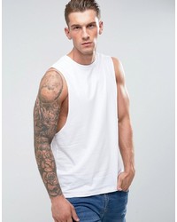 ASOS DESIGN Sleeveless T Shirt With Dropped Armhole In White