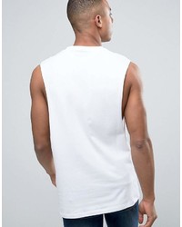 Asos Sleeveless T Shirt With Extreme Dropped Armhole In White
