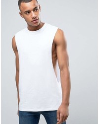 Asos Sleeveless T Shirt With Extreme Dropped Armhole In White