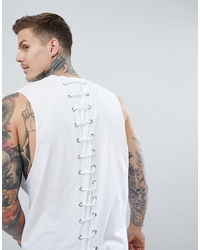 ASOS DESIGN Sleeveless T Shirt With Lace Up Back Detail In White