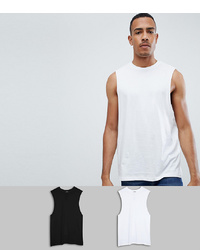 ASOS DESIGN Tall Relaxed Sleeveless T Shirt With Dropped Armhole 2 Pack Save