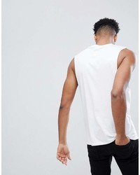 Asos Tall Sleeveless T Shirt With Dropped Armhole In White