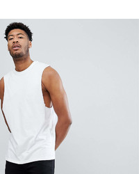 Asos Tall Sleeveless T Shirt With Dropped Armhole In White