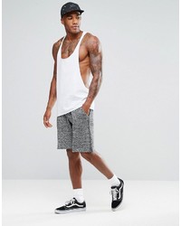 Asos Tank In Raw Edge Extreme Dropped Armhole And Racer Back In White