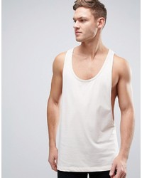 Asos Tank With Extreme Dropped Armhole And Racer Back In Off White