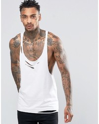 Asos Tank With Raw Edge Extreme Racer Back And Distressing