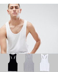 ASOS DESIGN Vest With Extreme Racer Back 3 Pack Save