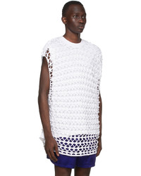 Dries Van Noten White Perforated Overlay T Shirt