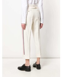 Thom Browne Frayed Wool High Waisted Stripe Trouser