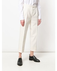 Thom Browne Frayed Wool High Waisted Stripe Trouser