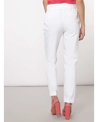 Tall White Cotton Tapered Leg Trousers