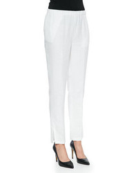 Shamask Tapered Slim Fit Crepe Pants White