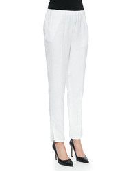 Shamask Tapered Slim Fit Crepe Pants White