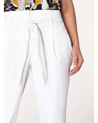 White Cotton Tapered Trousers