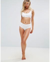 Wolfwhistle Wolf Whistle White Textured Gold Zip Bikini Top B F Cup