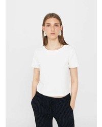Mango Textured Cropped Blouse