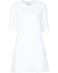White Textured Casual Dress
