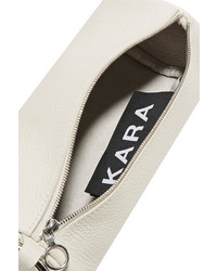 Kara Duffel Textured Leather Clutch White