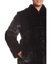 Ellen Tracy Plus Size Grooved Faux Fur Coat
