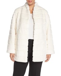 Ellen Tracy Plus Size Grooved Faux Fur Coat