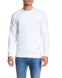 White Textured Crew-neck Sweater