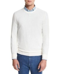 Ermenegildo Zegna Textured Crewneck Sweater Natural