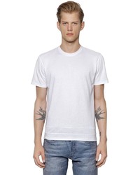 White Textured Crew-neck T-shirt