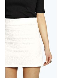 Boohoo Rhonda Cream Textured A Line Skirt