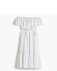 White Textured Off Shoulder Dress