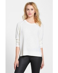 White Textured Oversized Sweater
