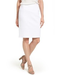 White Textured Pencil Skirt