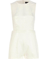 White Textured Playsuit