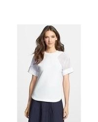 Rebecca Taylor Mesh Sleeve Textured Top