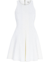 White Textured Skater Dress