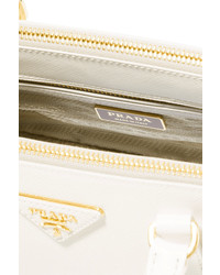 Prada Galleria Mini Textured Leather Tote White