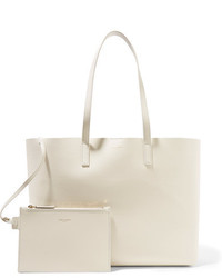 Saint Laurent Shopping Large Textured Leather Tote White