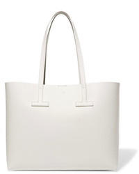 Tom Ford T Small Textured Leather Tote White