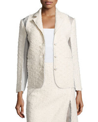 White Textured Tweed Jacket