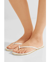 TKEES Lily Patent Leather Flip Flops White