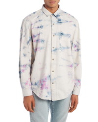 Palm Angels Tie Dye Denim Button Up Shirt