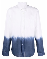 White Tie-Dye Linen Long Sleeve Shirt