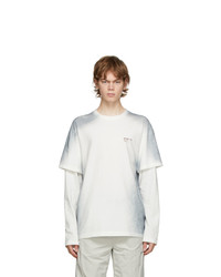 C2h4 White And Grey Double Layer Long Sleeve T Shirt