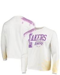 Junk Food White Los Angeles Lakers Tie Dye Long Sleeve T Shirt