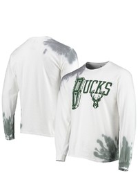 Junk Food White Milwaukee Bucks Tie Dye Long Sleeve T Shirt