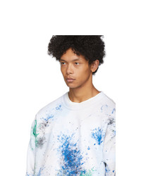 SASQUATCHfabrix. White And Multicolor Painted Vintage Sweatshirt