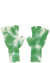 The Elder Statesman Green Tie Dye Hot Fingerless Gloves