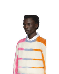 The Elder Statesman Off White And Pink Cashmere Ladder Dye Sweater